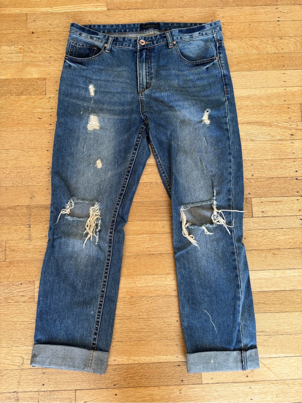 Men's Distressed Blue Denim Jeans